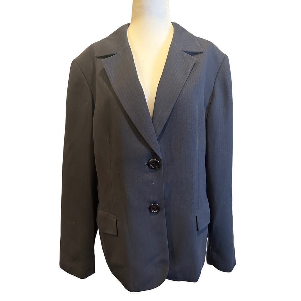 Jones New York Suit Size 16 Long Sleeve Notch Lapel Single Breasted Blazer Black